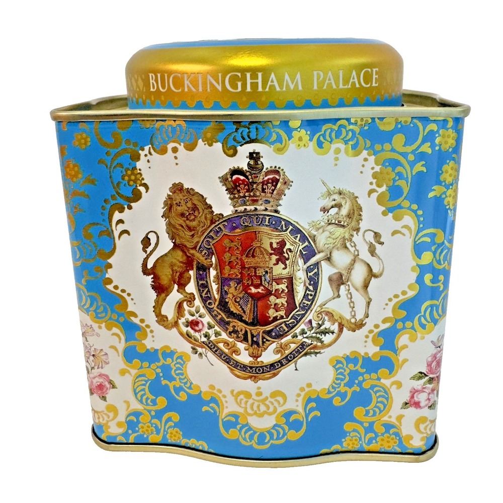 Vintage Tea‎ Tin Box Buckingham Palace 2008 Blue/Gold Royal Blend